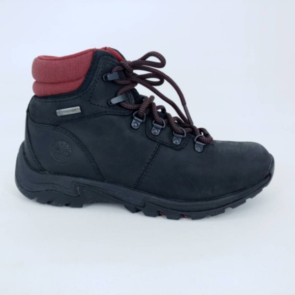 Timberland‎ Womens Ankle Boots Booties Black Red Round Toe Lace Up 6.5 - Picture 1 of 10